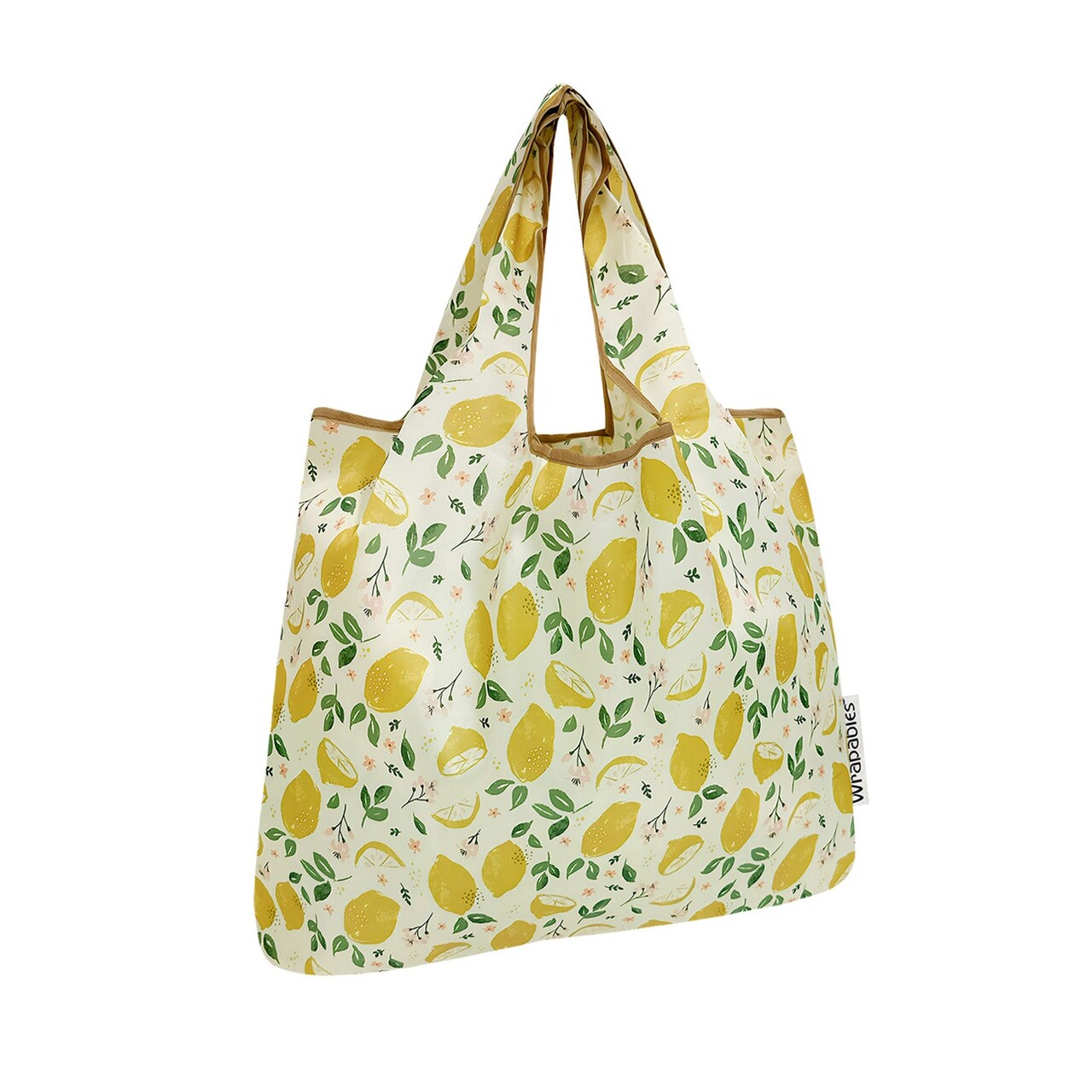 Wrapables Medium Foldable Tote Nylon Reusable Grocery Bags, Lemons